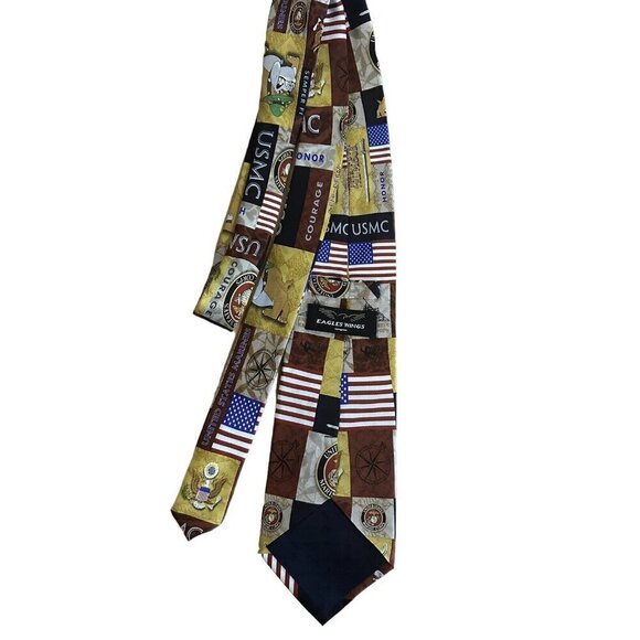 Eagle Wings Tie US Marines Corps USMC Dog Flag Military Logo Silk Necktie - Picture 5 of 8